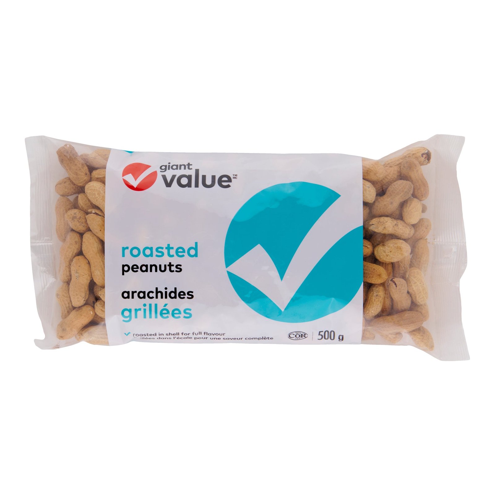 Giant Value Roasted Unsalted Shell Peanuts, 500 g