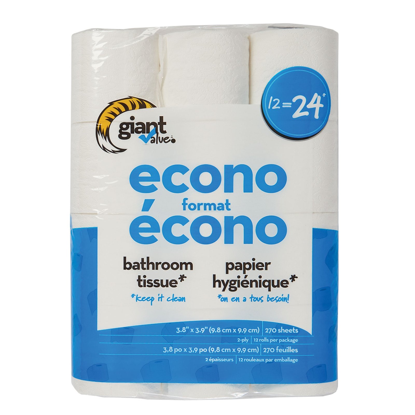 Giant Value 2-Ply Biodegradable Bathroom Tissues, 12-Pack
