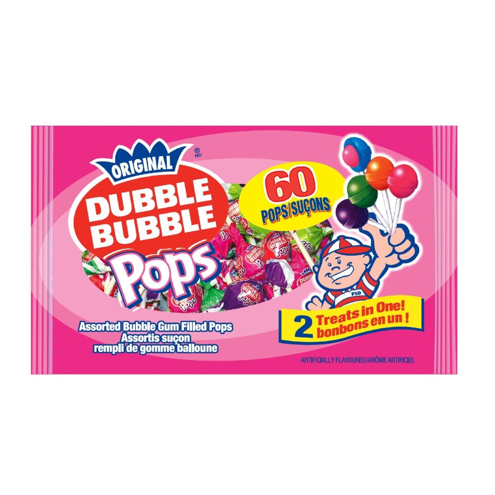 Dubble Bubble Assorted Bubble Gum Filled Pops 60pk. - 306g