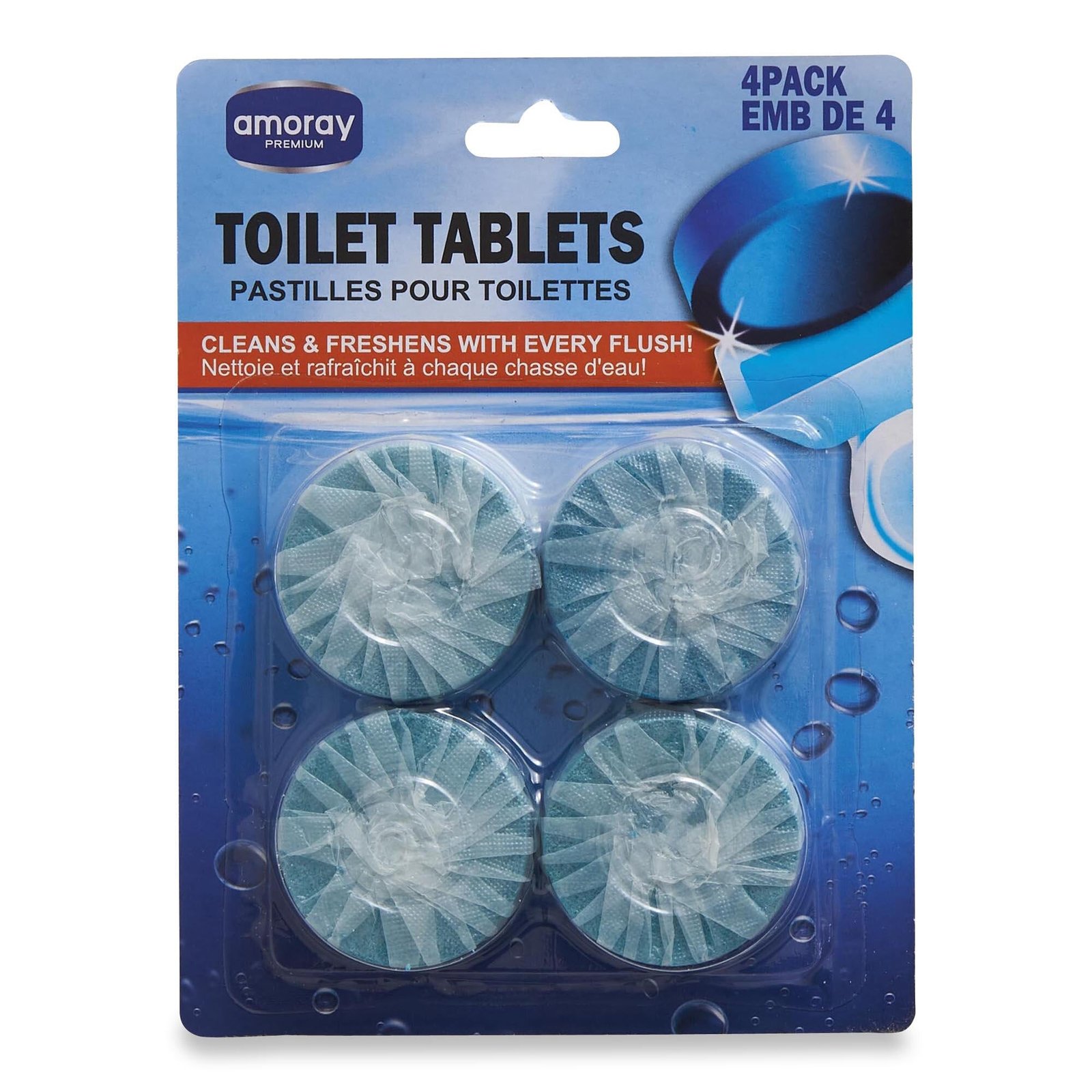 Amoray Tablets Toilet Bowl Cleaner, 4-Pack