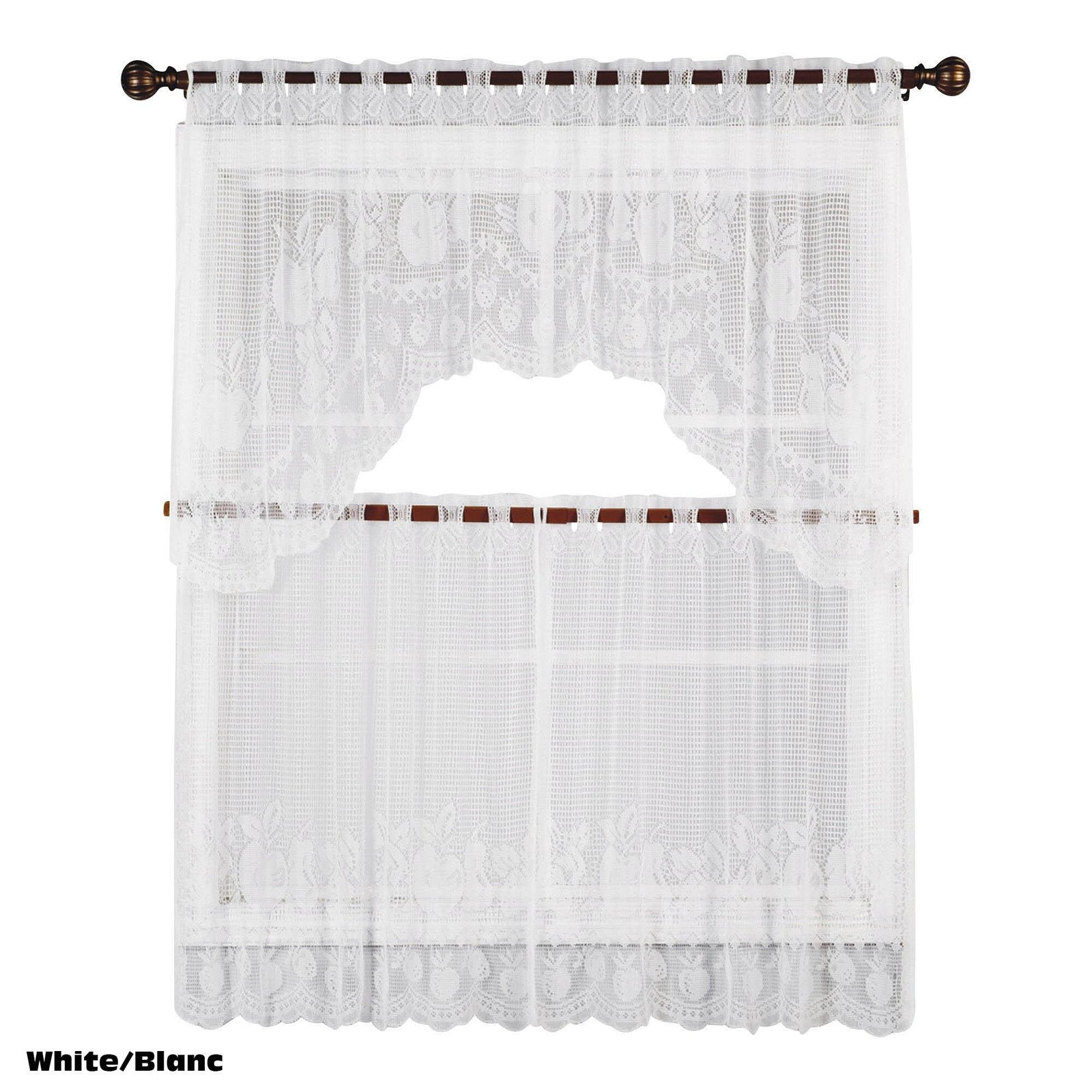 HomeStyles Lace Kitchen Curtain Set, 3-Pieces