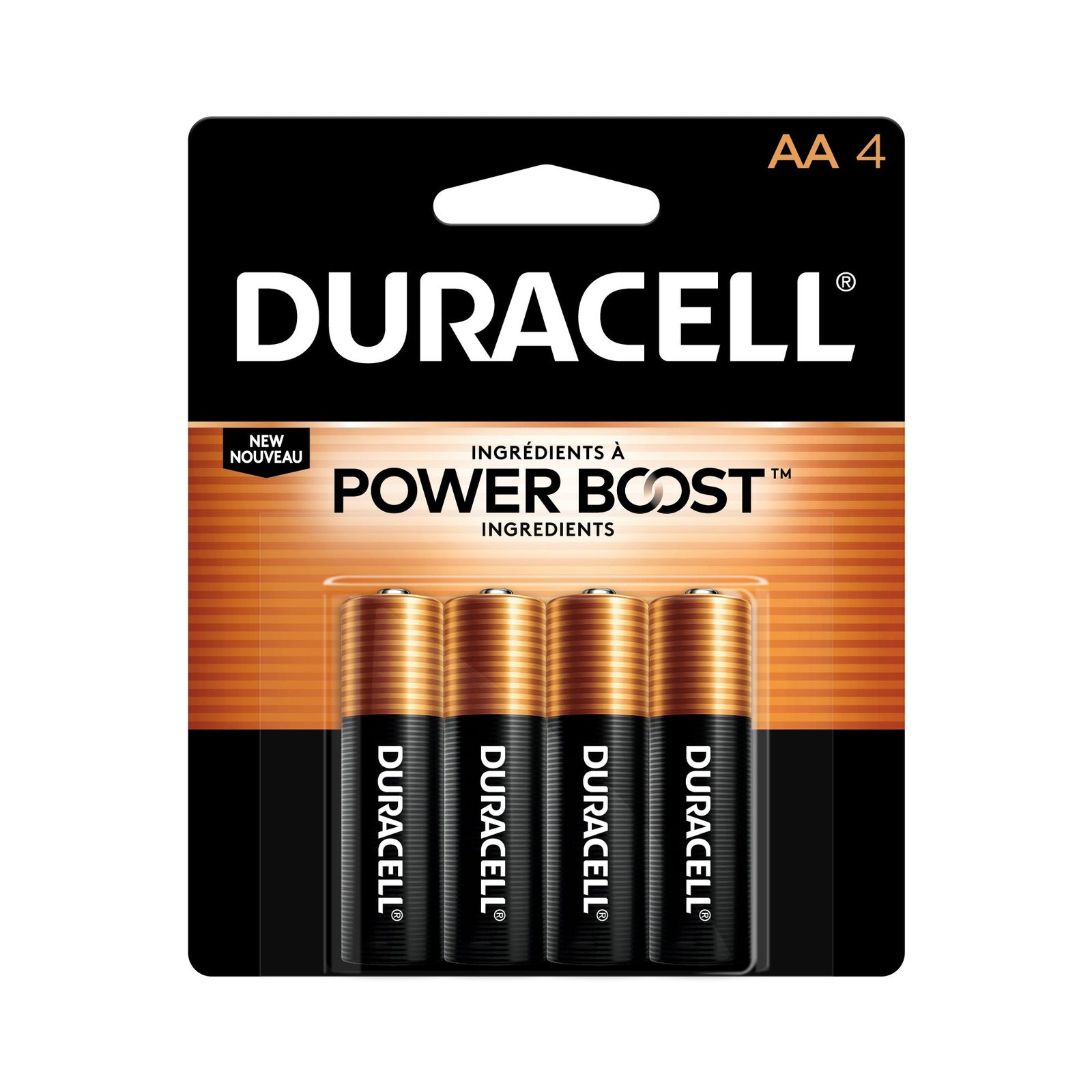 Duracell AA4 Coppertop AA Alkaline Batteries, Black and Gold, 4-Pack