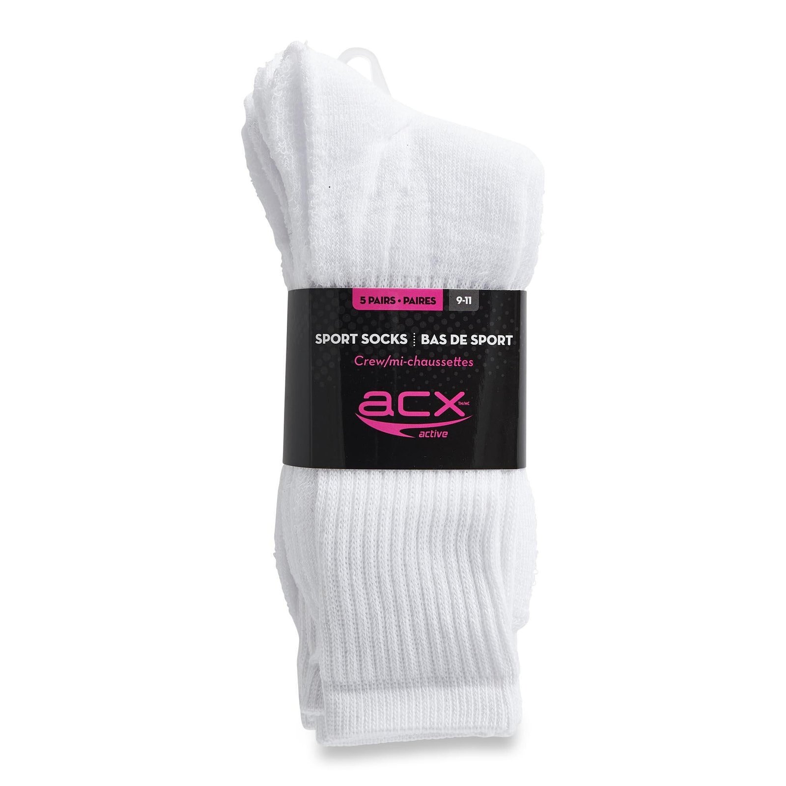 ACX Active Women's Super-Soft Sport Crew Length Socks, 9 to 11, 5-Pairs