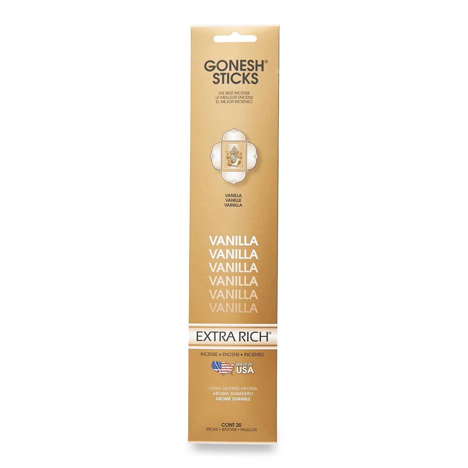 Gonesh Vanilla Incense Sticks, 20-Pack