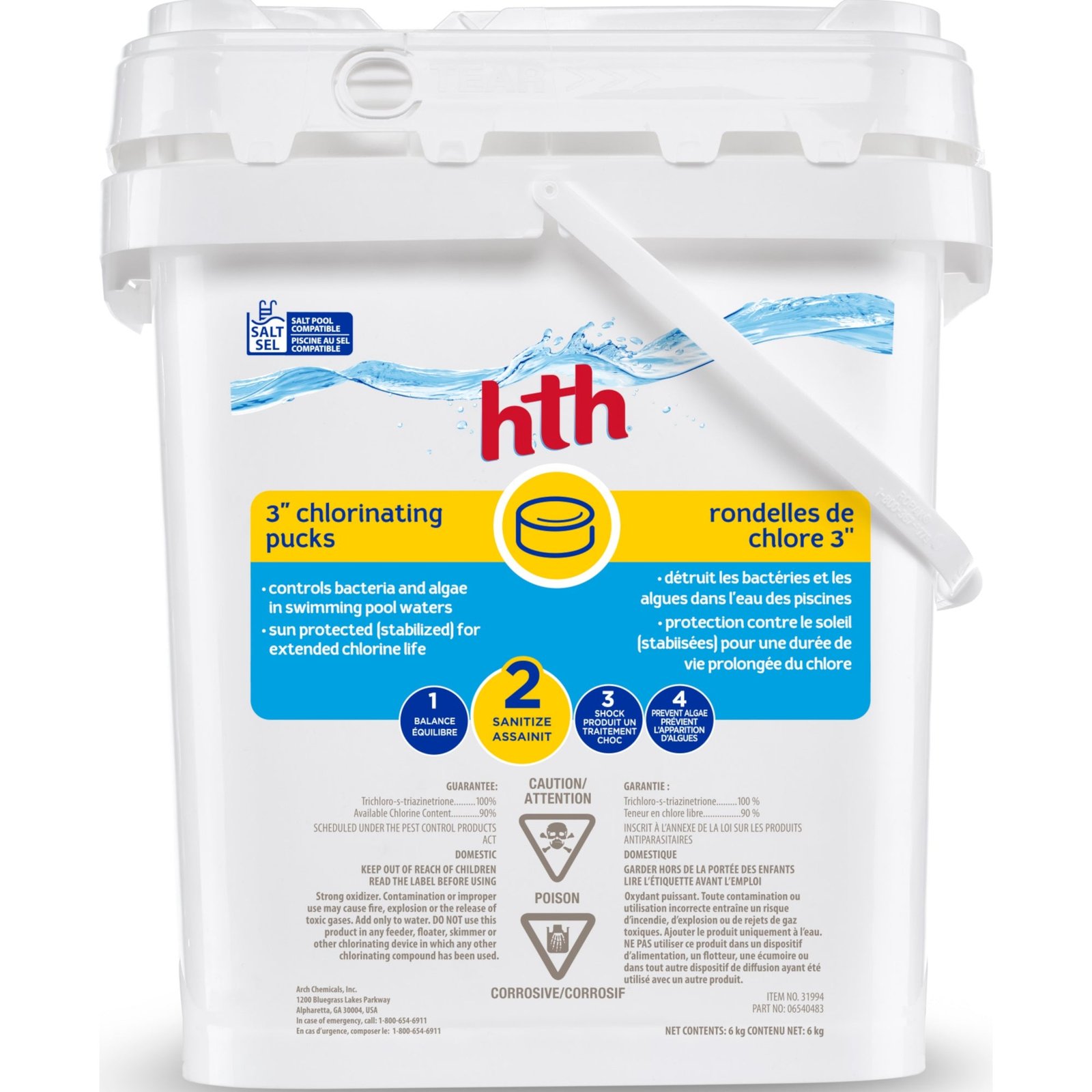 hth 3-in Chlorinating Pucks Pool Chemicals, 6-kg
