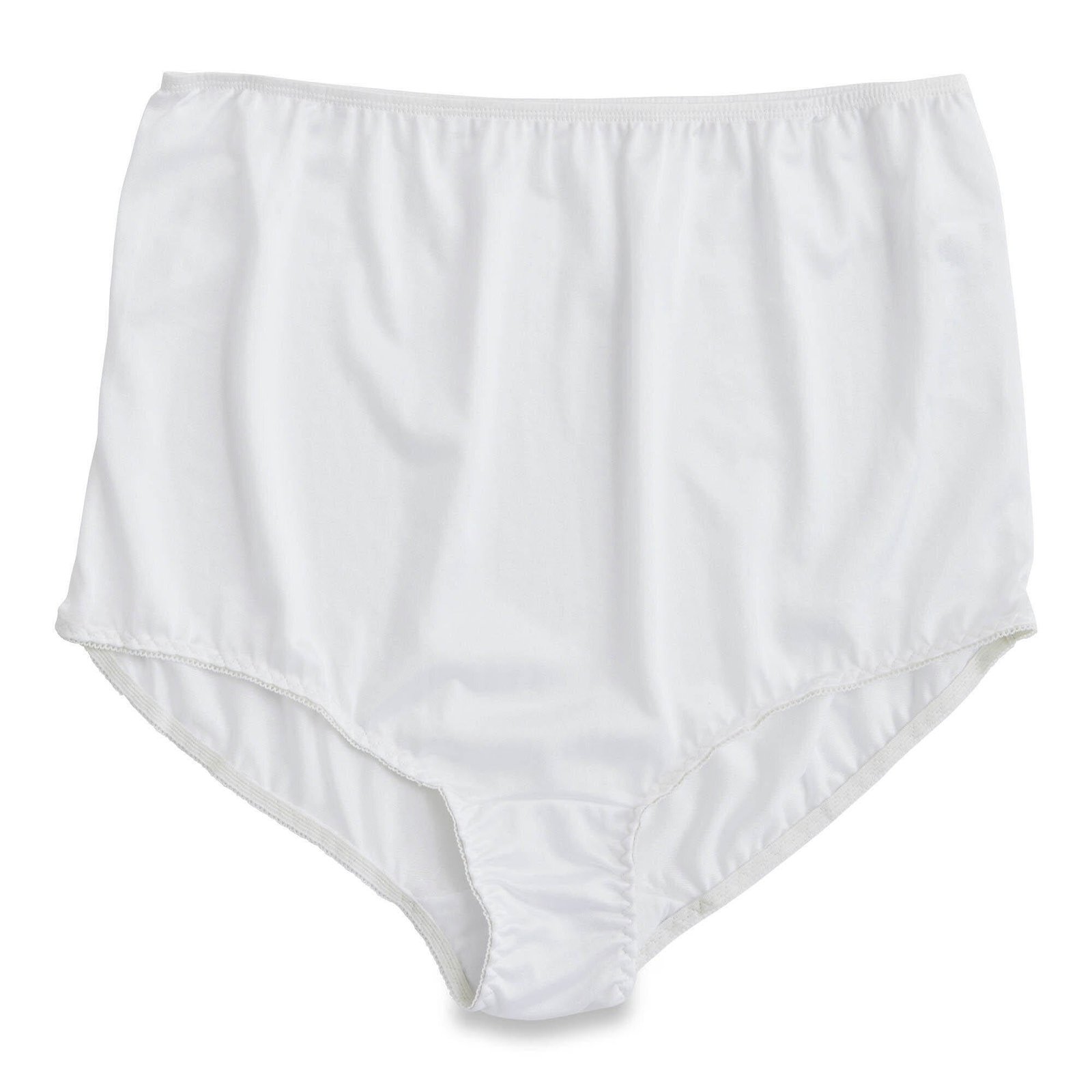 Classic Editions Women's Plus High-Rise Antron Brief with Elastic Waistband, White