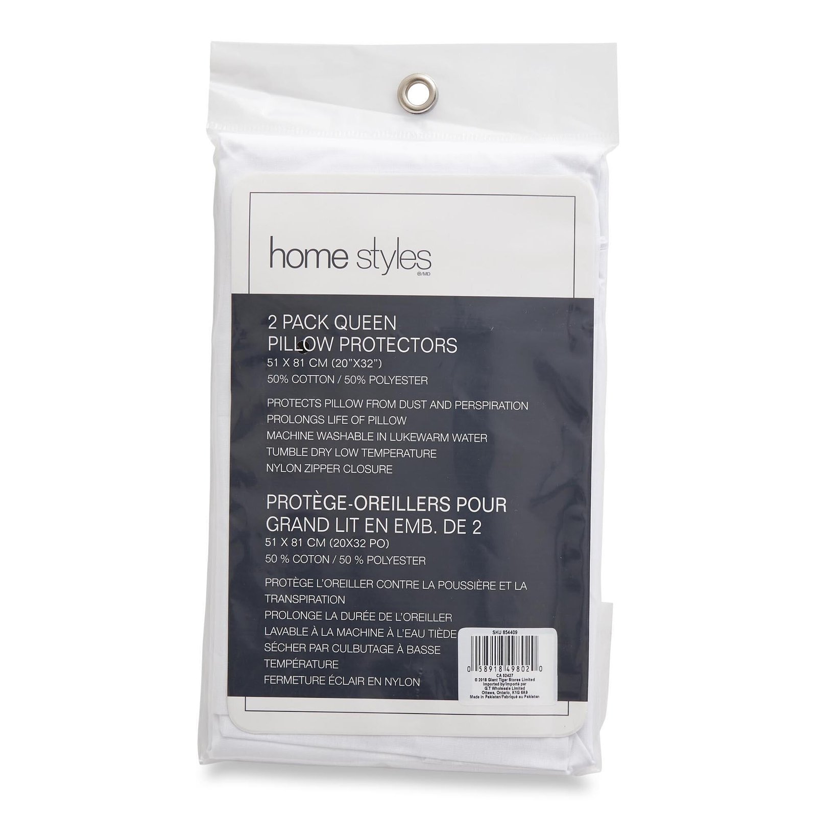 Homestyles Pillow Protectors, Queen, 2 Pieces