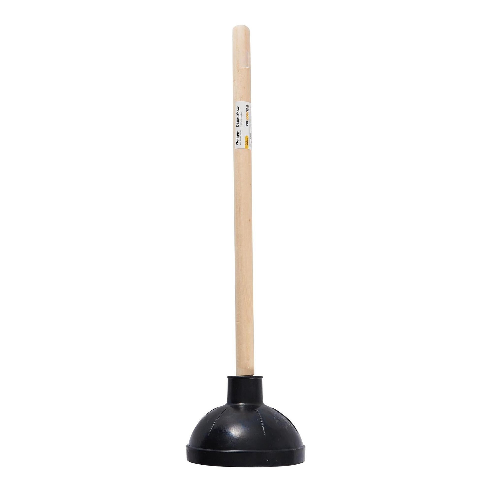 YellowTag Wooden Handle Toilet Plunger, 6-in x 13-in, Brown and Black