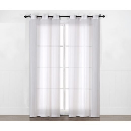HomeStyles Polyster Sheer Curtain Panel with Grommets, White, 52-in x 96-in.